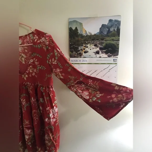 Denim & Supply Ralph Lauren Julia Red Floral Print Dress 1985T - Picture 4 of 8